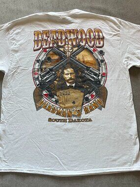 Deadwood South Dakota Short Sleeve T Shirt Men XL White Saloon Wild West Cowboy